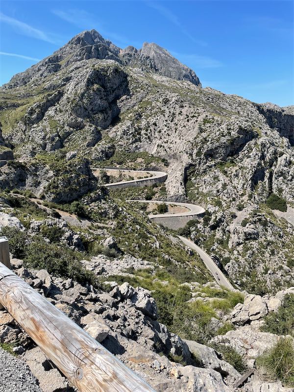 Sa Calobra hairpins with mountains in the background
