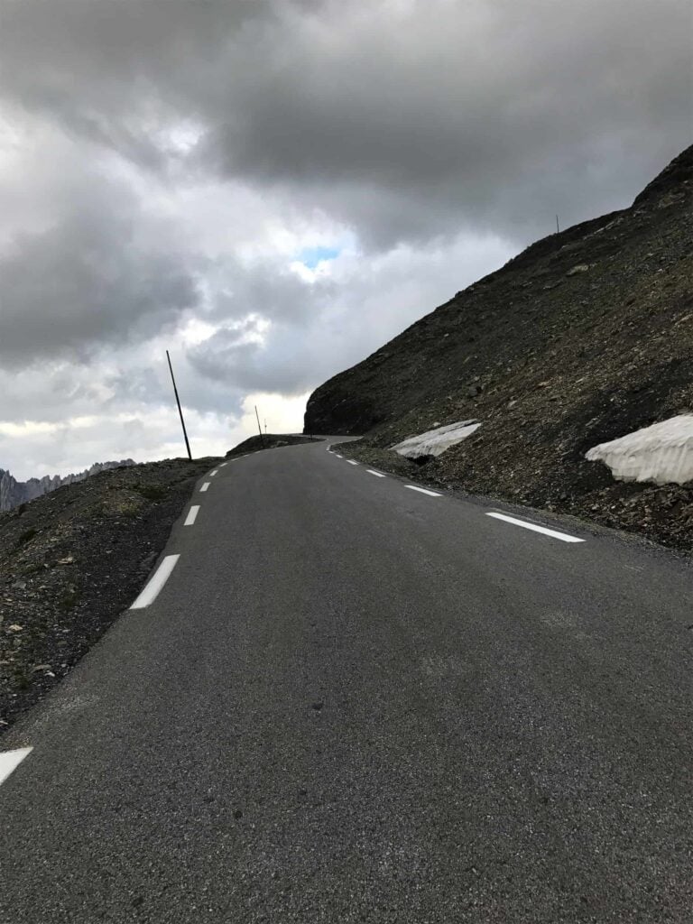 Steep road section ascending col du galibier