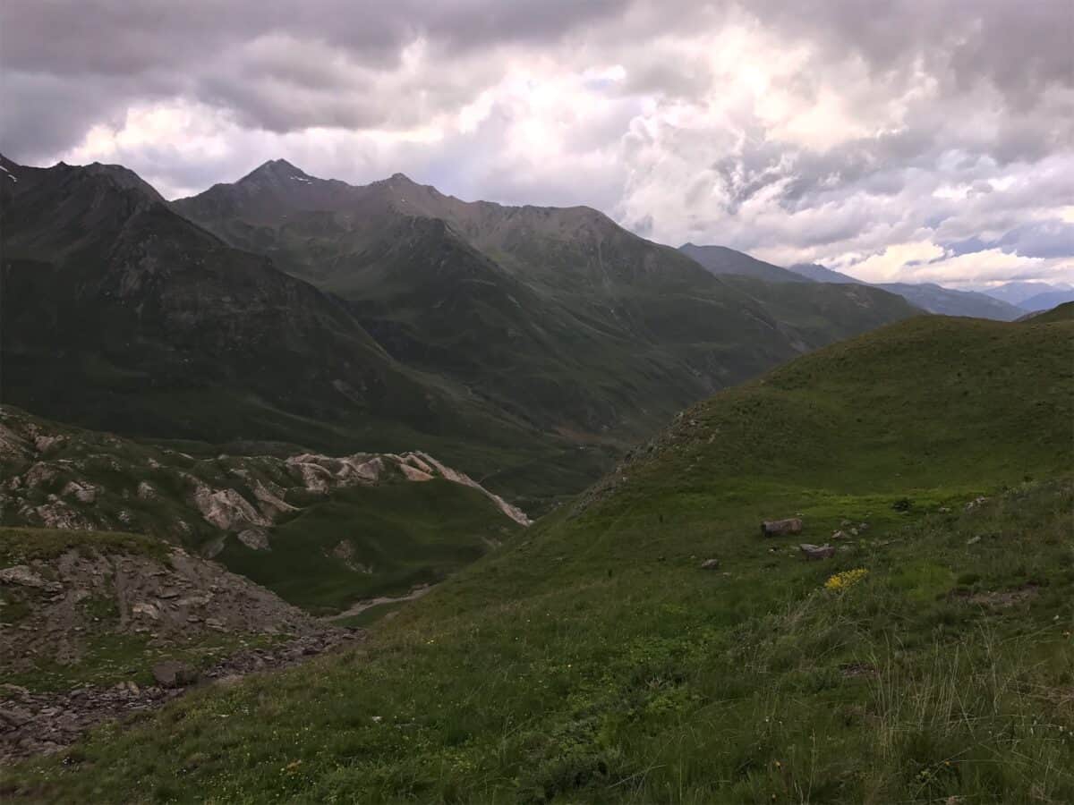 views of mountain peaks from col du galibier