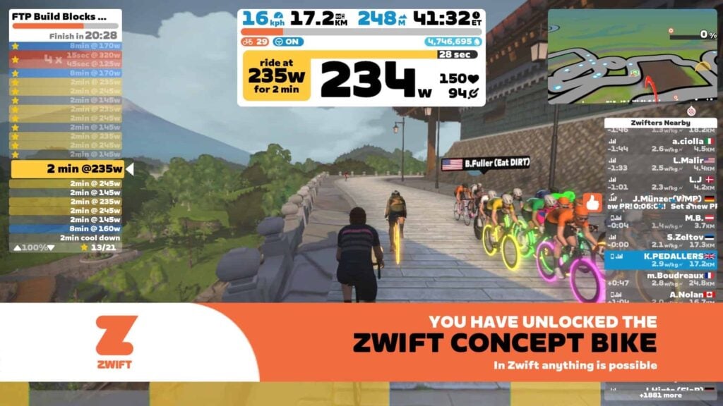 zwift screenshot indoor cycling training