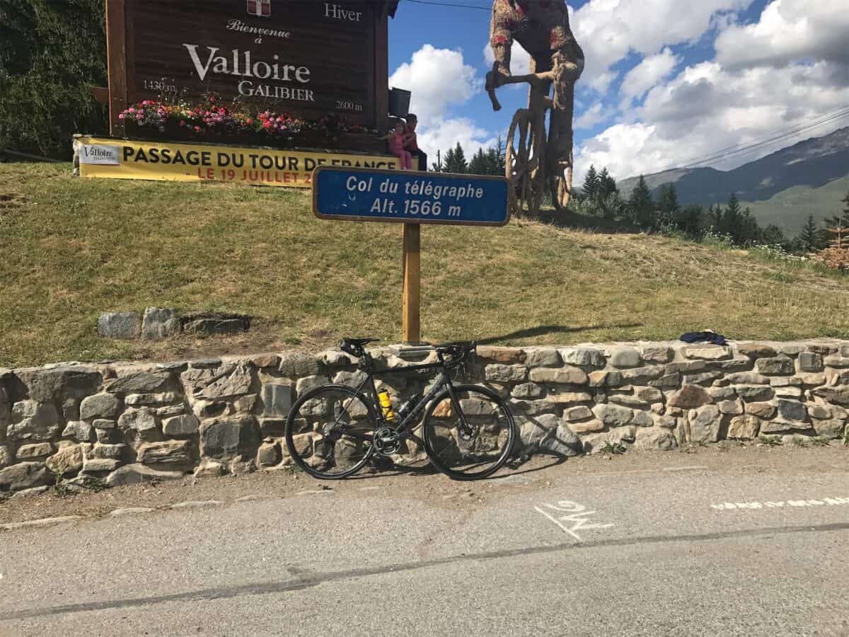 col du telegraphe summit sign with cervelo R3 bike