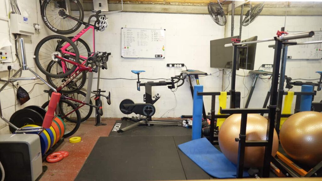 A smart turbo bike in a home gym